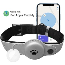 Rutaqian Hundehalsband,GPS Tracking für Hunde,Verstellbar GPS-Hundetracker silberfarben