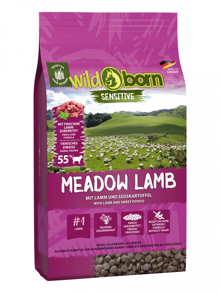 Hundefutter getreidefrei mit Lamm 8kg Trockenfutter WILDBORN Meadow Lamb