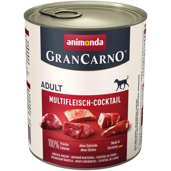 animonda GranCarno Adult Multifleisch-Cocktail (6 x 800 g), Hunde Nassfutter für erwachsene Hunde, Nassfutter für Hunde mit 100 % frischen, fleischlichen Zutaten, Hundefutter ohne Getreide