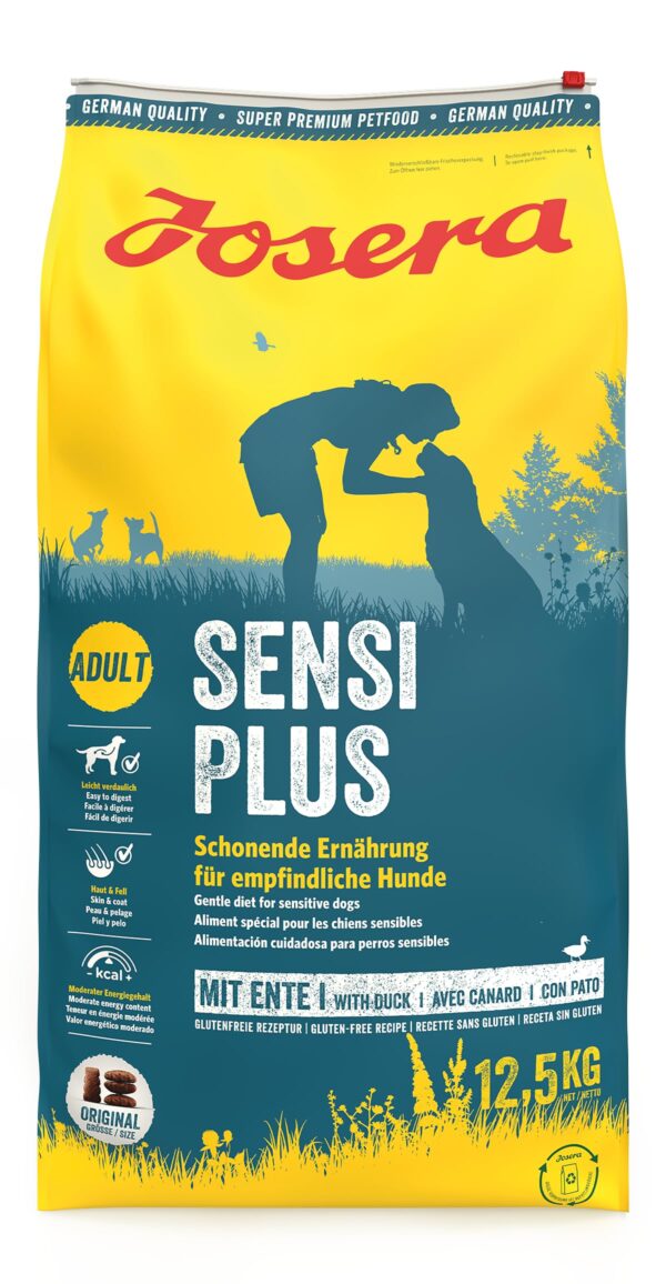 JOSERA SensiPlus (1 x 12,5 kg) | Hundefutter mit Ente für empfindliche Hunde | Super Premium Trockenfutter für ausgewachsene Hunde | 1er Pack 12.5 kg (1er Pack)