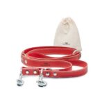 Freudentier Hundeleine aus Leder, verstellbar rot 2 cm