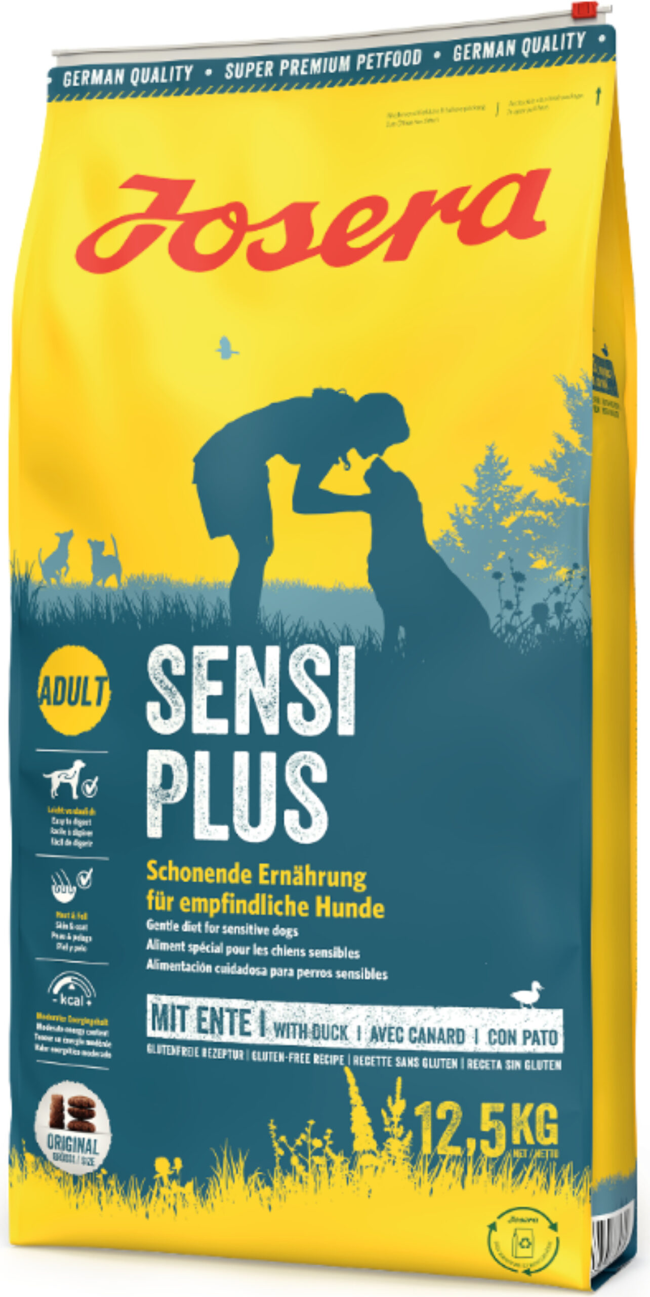JOSERA SensiPlus (1 x 12,5 kg) | Hundefutter mit Ente für empfindliche Hunde | Super Premium Trockenfutter für ausgewachsene Hunde | 1er Pack 12.5 kg (1er Pack)